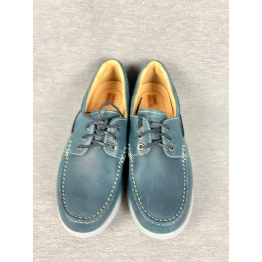 Samuel Hubbard New Endeavor Boat Shoes Mens 9.5 M Driftwood Blue Leather Slip On